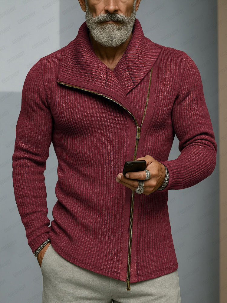 Trendy Slant Placket Knit Cardigan