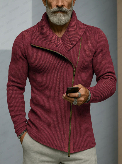 Trendy Slant Placket Knit Cardigan