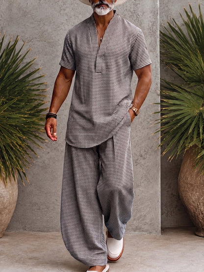 Classic Relaxed Fit Plaid Matching Set