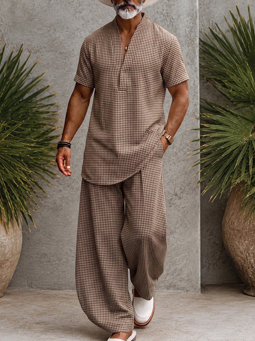 Classic Relaxed Fit Plaid Matching Set